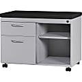 Lorell Molly Workhorse Cabinet - 2-Drawer - 30.5" x 18.3" x 22.4" - 2 x Shelf(ves) - 2 x Drawer(s) for Box, File - 200 lb Load Capacity - Mobility, Removable Lock, Upholstered, Locking Casters 1 thumbnail image