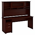 Bush Furniture Cabot 72"W Computer Desk With Hutch And Drawers, Harvest Cherry, Standard Delivery