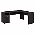 Bush Business Furniture 72"W Cabot L Shaped Corner Desk With Drawers, Espresso Oak, Standard Delivery