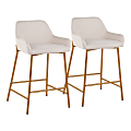 LumiSource Daniella Counter Stools, Gold/Cream, Set Of 2 Stools