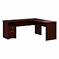 Bush Furniture Cabot L Shaped Computer Desk with Drawers, 72"W, Harvest Cherry, Standard Delivery