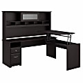 Bush Furniture Cabot 3 Position L Shaped Sit to Stand Desk with Hutch, 72"W, Espresso Oak, Standard Delivery