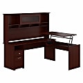 Bush Furniture Cabot 3 Position L Shaped Sit to Stand Desk with Hutch, 72"W, Harvest Cherry, Standard Delivery
