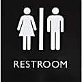 Lorell Unisex Restroom Sign - 1 Each - Restroom (Accessible) Print/Message - 8" Width x 8" Height - Square Shape - Surface-mountable - Easy Readability, Injection-molded - Restroom, Architectural - Plastic - Black, Black