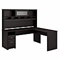 Bush Business Furniture 72"W Cabot L Shaped Corner Desk With Hutch And Drawers, Espresso Oak, Standard Delivery 1 thumbnail image