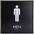 Lorell Men's Restroom Sign - Print/Message "Men" , "Toilette Men" - 8"x 8" - Square Shape - Surface-mountable - 02658 1 thumbnail image
