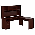 Bush Furniture Cabot L Shaped Computer Desk with Hutch and Drawers, 72"W, Harvest Cherry, Standard Delivery