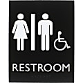 Lorell Unisex Handicap Restroom Sign - Print/Message "Restroom (Man/Woman/Wheelchair)" - 6.4"x 8.5" - 02664 1 thumbnail image
