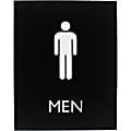Lorell Men's Restroom Sign - Print/Message "Men" - 6.4" Width x 8.5" Height - Rectangular Shape - Surface-mountable - Easy Readability, Braille - Plastic - Black - 1 Each 1 thumbnail image