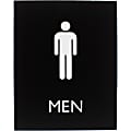Lorell Men's Restroom Sign - 1 Each - Men Print/Message - 6.4" Width x 8.5" Height - Rectangular Shape - Surface-mountable - Easy Readability, Braille - Plastic - Black