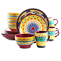 Elama 16-Piece Stoneware Dinnerware Set, Multicolor