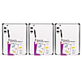 Charles Leonard Framed Magnetic Dry-Erase Boards With Markers & Magnets, 11" x 14", Silver Frame, Pack Of 3