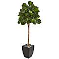 Nearly Natural Fiddle Leaf Fig 71”H Artificial Tree With Planter, 71”H x 28”W x 26”D, Green/Black 1 thumbnail image