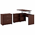 Bush Furniture Cabot 3 Position Sit to Stand Corner Bookshelf Desk with Lateral File Cabinet, 52"W, Harvest Cherry, Standard Delivery 1 thumbnail image