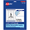 Avery® Removable Labels With Sure Feed®, 94262-RMP25, Rectangle, 9-3/4" x 1-1/4", White, Pack Of 125 Labels 1 thumbnail image