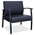 Lorell® Big & Tall Bonded Leather Guest Chair, With Lumbar Support, Black 1 thumbnail image