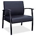 Lorell® Big & Tall Bonded Leather Guest Chair, With Lumbar Support, Black