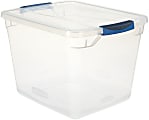 Rubbermaid® Cleverstore Storage Tote With Latching Lid, 30 Qt, 18-3/4" x 13-3/8" x 10-1/2", Clear 1 thumbnail image