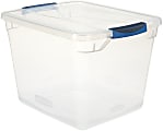 Rubbermaid® Cleverstore Storage Tote With Latching Lid, 30 Qt, 18-3/4" x 13-3/8" x 10-1/2", Clear