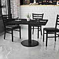 Flash Furniture Laminate Square Table Top With Round Table-Height Base, 31-1/8"H x 42"W x 42"D, Black