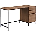 Lorell SOHO Desk with Side Drawers, 30"H x 55"W x 23.6"D, 3 x File Drawer(s), Single Pedestal on Right Side, Walnut 1 thumbnail image