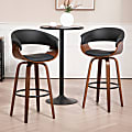 Glamour Home Beale Faux Leather Barstool With Back, Black/Brown 1 thumbnail image