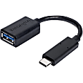 Kensington CA1000 USB-C to USB-A Adapter - USB Data Transfer Cable for Smartphone, Hard Drive, Tablet, Keyboard/Mouse - First End: 1 x USB 3.1 Type A - Female - Second End: 1 x USB 3.1 Type C - Male - 5 Gbit/s - Black - 1 Each