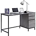 Lorell SOHO Desk with Side Drawers, 30"H x 55"W x 23.6"D, 3 x File Drawer(s), Single Pedestal on Right Side, Charcoal 1 thumbnail image