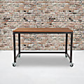Flash Furniture 47-1/4"W Wheeled Computer Table, Brown Oak/Black 1 thumbnail image