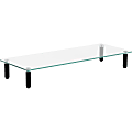 Lorell 4-leg Single-Shelf Monitor Stand - 44 lb Load Capacity - 1 x Shelf(ves) - 3" Height x 22" Width x 8.3" Depth - Desktop - Glass - Clear, Black