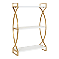 Kate and Laurel Arietta Tiered Shelves, 28”H x 18”W x 6-1/2”D, White/Gold