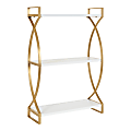 Kate and Laurel Arietta Tiered Shelves, 28”H x 18”W x 6-1/2”D, White/Gold 1 thumbnail image