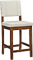 Linon Victoria Faux Leather Counter Stool, Cream/Walnut