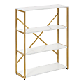 Kate and Laurel Ascott 4-Tier Wall Shelves, 31-13/16”H x 24”W x 8-3/16”D, White/Gold