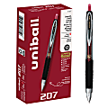 uni-ball® 207™ Retractable Fraud Prevention Gel Pens, Micro Point, 0.5 mm, Black Barrels, Red Ink, Pack Of 12 1 thumbnail image