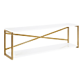 Kate and Laurel Ascott 2-Tier Wall Shelves, 12”H x 36”W x 8”D, White/Gold