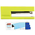 JAM Paper® 2-Piece Office Stapler Set, 1 Stapler & 1 Pack of Staples, Lime Green/Blue