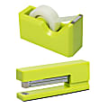 JAM Paper® 2-Piece Office And Desk Set, 1 Stapler & 1 Tape Dispenser, Lime Green