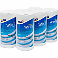 Genuine Joe Disinfecting Wipes - Ready-To-Use - Fresh Citrus Scent - 8" x 7"- Pre-moistened, Strong, Absorbent - White - 75Tub - 6 / Carton - W75F 1 thumbnail image