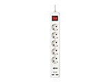 Tripp Lite 5-Outlet Power Strip with USB-A Charging - Schuko Outlets, 220-250V, 16A, 3 m Cord, Schuko Plug, White - Power strip - 16 A - AC 230 V - input: Type E - output connectors: 5 (2 x USB, 5 x power Type F) - 10 ft cord - white