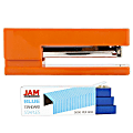 JAM Paper® 2-Piece Office Stapler Set, 1 Stapler & 1 Pack of Staples, Orange/Blue