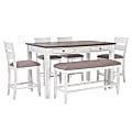 Powell Momsen 6-Piece Counter-Height Set, White/Gray