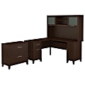 Bush Furniture Somerset L Shaped Desk With Hutch And Lateral File Cabinet, 60"W, Mocha Cherry, Standard Delivery