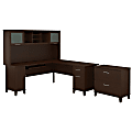 Bush Furniture Somerset L Shaped Desk With Hutch And Lateral File Cabinet, 72"W, Mocha Cherry, Standard Delivery