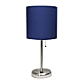 Creekwood Home Oslo USB Port Metal Table Lamp, 19-1/2"H, Navy Blue Shade/Brushed Steel Base 1 thumbnail image