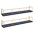 Kate and Laurel Benbrook Wall Shelves, 3-15/16”H x 24”W x 3-15/16”D, Navy Blue, Pack Of 2 Shelves 1 thumbnail image