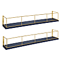 Kate and Laurel Benbrook Wall Shelves, 3-15/16”H x 24”W x 3-15/16”D, Navy Blue, Pack Of 2 Shelves