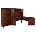 Bush Furniture Somerset L Shaped Desk With Hutch And 5 Shelf Bookcase, 72"W, Hansen Cherry, Standard Delivery 1 thumbnail image