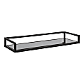 Kate and Laurel Blex Metal And Glass Wall Shelf, 3”H x 24”W x 8”D, Black