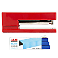 JAM Paper® 2-Piece Office Stapler Set, 1 Stapler & 1 Pack of Staples, Red/Blue